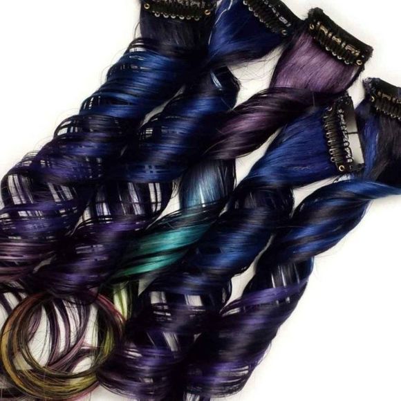 Purple Rainbow Color Melt 100% Remy Human Hair Extensions Shoulder Length Hair